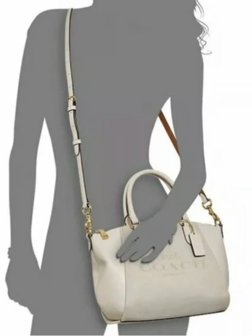 COACH Elise Satchel Horse & Carriage Jacquard Canvas White Leather Crossbody Bag